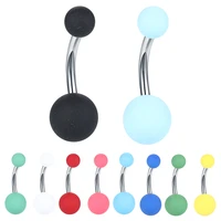 50pcslot steel colorful belly bars piercing matte ball navel ring stud for women belly button sexy nombril piercings lot 14g