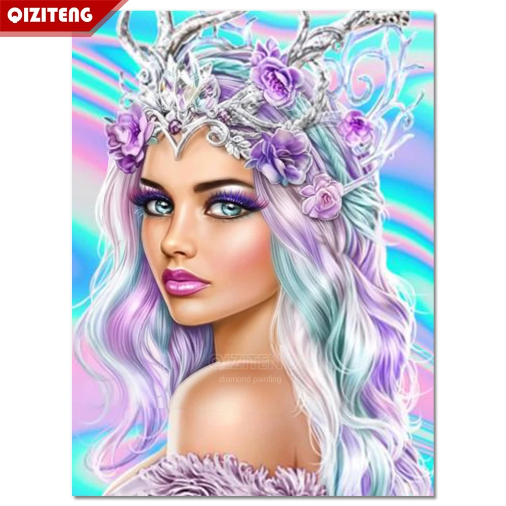 

Diy Diamond Puzzle 5d Diamond Mosaic "pretty Woman" Diamond Painting Cross Stitch Embroidery Full Circle Diamond Portrait Art