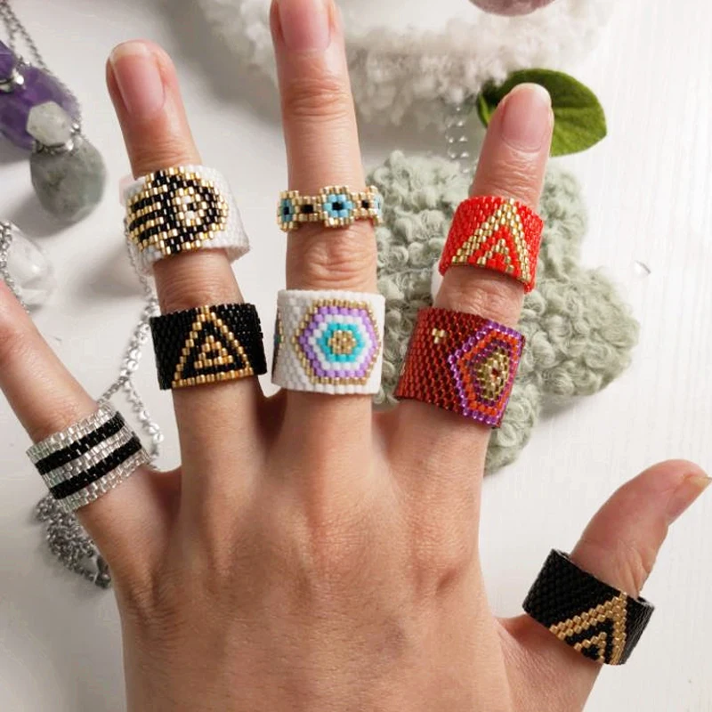 Новые модные богемные многоцветные кольца с бусинами для женщин и мужчин