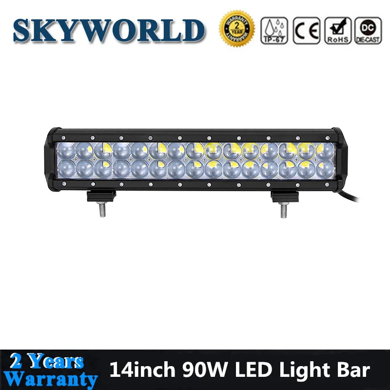 

14inch 90W 4D LED Bar Offroad Light Bar 12V 24V Truck 4x4 SUV ATV Driving Work Light Fog For Car Uaz UTV 4WD Pickup Van Off Road