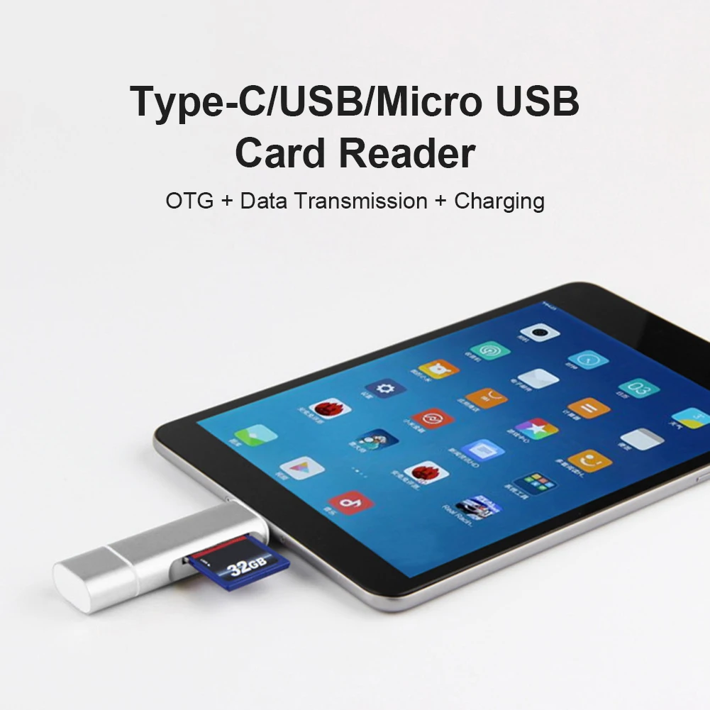 USB C Card Reader 3 in 1 Reading High Speed Memory for Android Type OTG Micro Flash Drive Cardreader Adapter | Компьютеры и офис