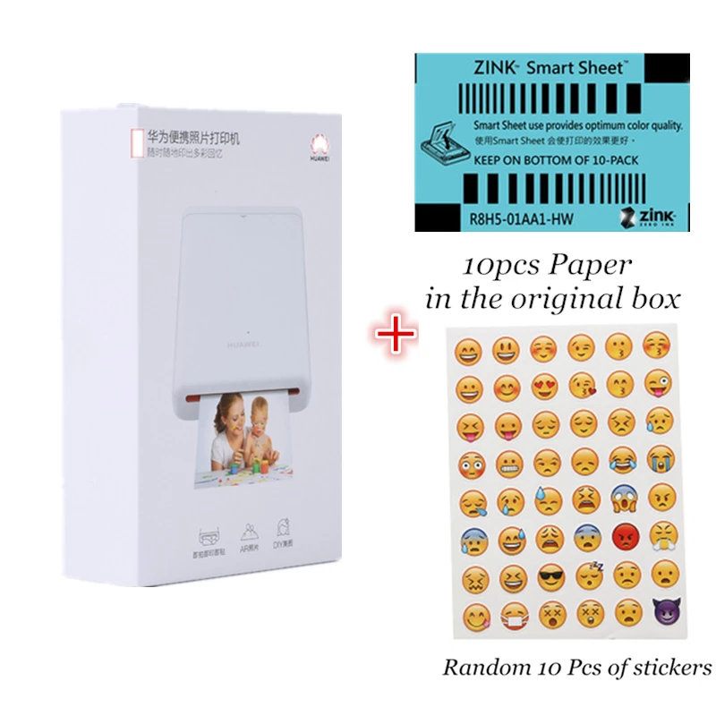 stickers add printer huawei Honor фотопринтер AR Zink портативный принтер Карманный Bluetooth принтер поддержка DIY поделиться 500 мАч Карманный принтер - Цвет: stickers add printer
