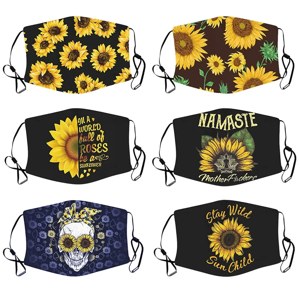 Маска с цветочным принтом подсолнуха маска для взрослых мужская и женская