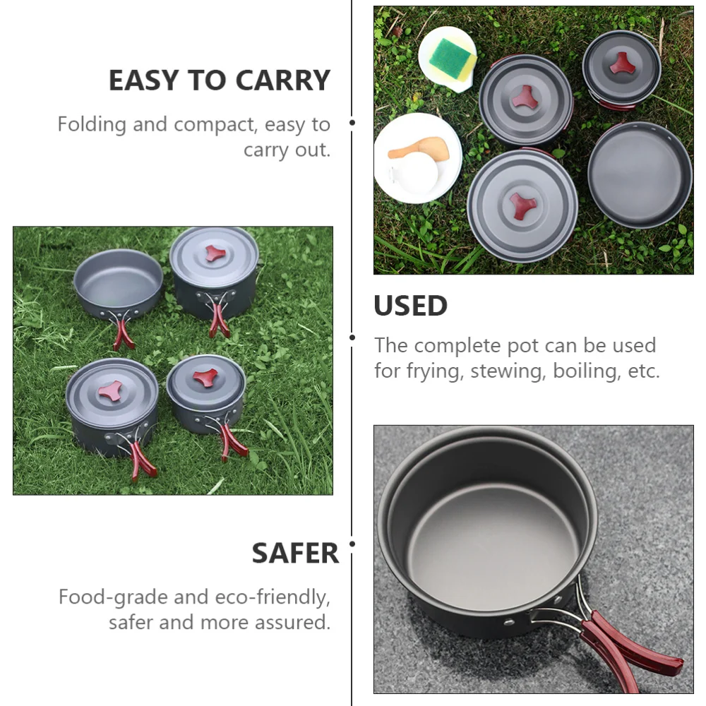 

1 Set Camping Cookware Folding Pot Outdoor Cooking Set Outdoor Mess Kit