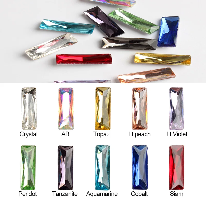 

5x15mm 3D Nail Art Rhinestones Shining Color Glass Stone Crystal Strip 30Pcs/Lot Nail Decoration Tool Nail Accessory
