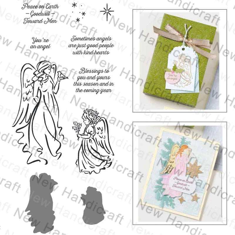 

Новинка 2021 г., прозрачные штампы и металлические штампы с изображением венка ангела и девушки Бога, Наборы для творчества, поздравительная о...