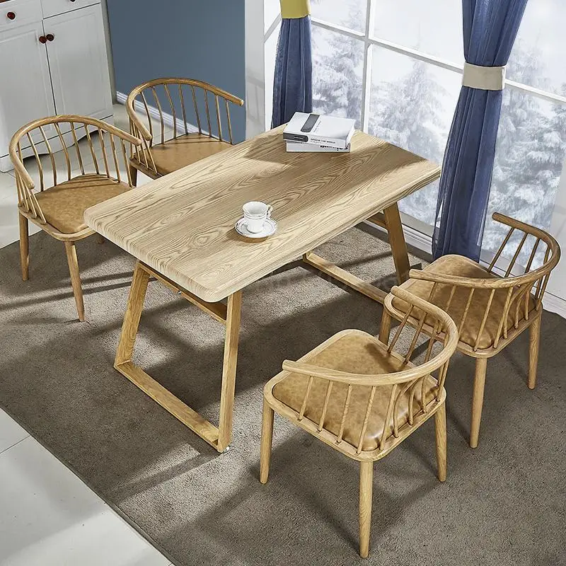 Nordic имитация дерева спинка кресла кованого железа Виндзор стул простой