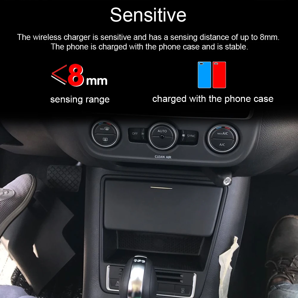 Qi автомобильное беспроводное зарядное устройство для Volkswagen Tiguan- для iPhone Xs Max X XR samsung S10 S9 инфракрасный Быстрый держатель телефона