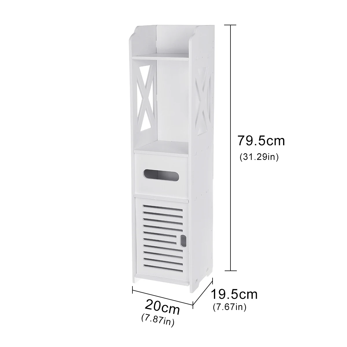 

20x19.5x79.5cm Bathroom Cabinet Bathroom Toilet Furniture Cabinet White Wood Cupboard Shelf Tissue Storage Rack Standing Shelf