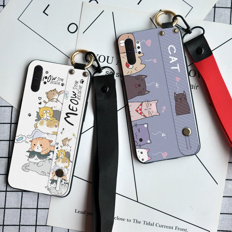 Режущий силиконовый чехол с кольцом держателем в виде кошки для Samsung Galaxy Note 8 9 10 Pro