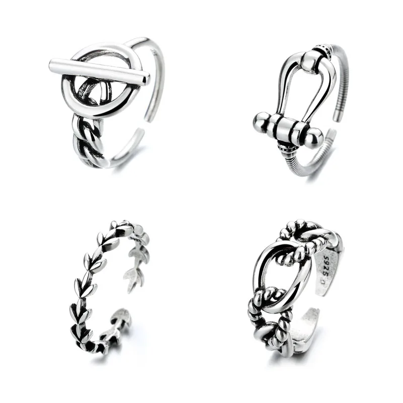 

Gothic Twisted Geometry Rings for Women Hip Hop Knot Geometry Retro Open Ring Luxury Jewelry Accessories Whole Sale Anillos