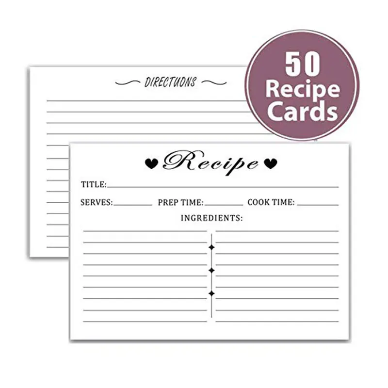 Remarkable Recipe Cards 4" x 6" Double Sided - Black and White Modern Style Premium Card Stock For Bridal Shower Or Housewarming