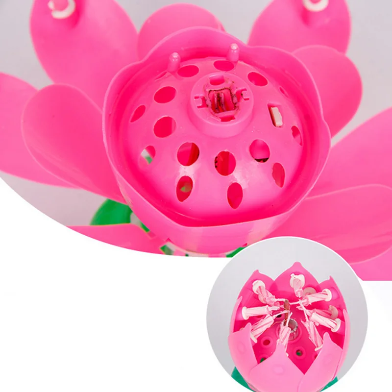 8/14pcs Candle Lotus Flower Rotating Happy Birthday Musical Party DIY Cake Decoration Candles For Gift SDF-SHIP | Дом и сад