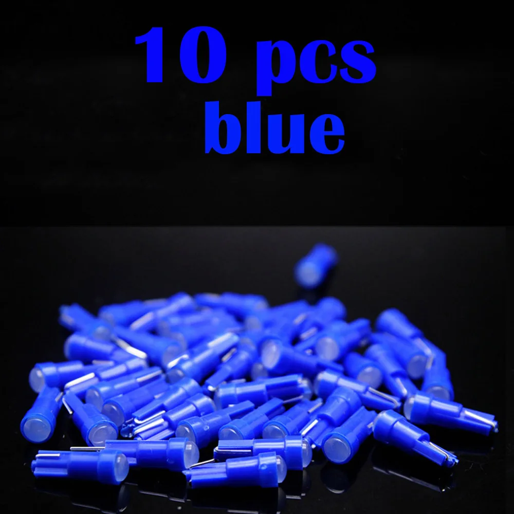 blue 10pcs Для машины подсветка для авто Автомобильная внутренняя T5 Светодиодная Автомобильная лампочка подсветка приборной доски Автомобильная дверь клиновидная лампа для ламп накаливания 12 В cob для SMD стайлинга автомобиля - Цвет: blue 10pcs