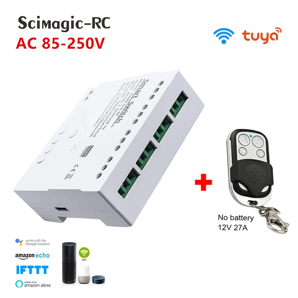Tuya Relay Wifi Smart Switch Module 4CH 7-32V / 110-220V Life APP Пульт дистанционного управления для умного