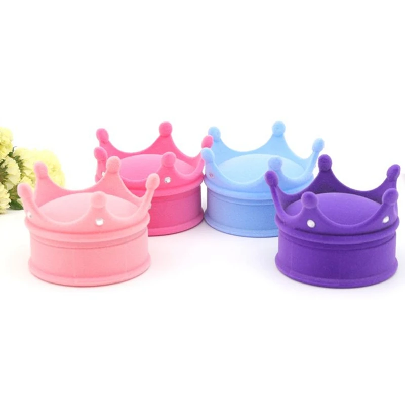 Crown Shape Lovely Flannel Wedding Engagement Ring Box For Earrings Jewelry Display Gift Holder | Дом и сад