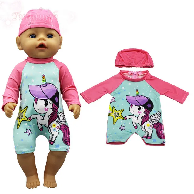 

Colorful Unicorn Plush Five Stars Jumpsuits Shoes Suits Fit 18Inch American & 43cm Baby New Born Doll Clothes Accessories