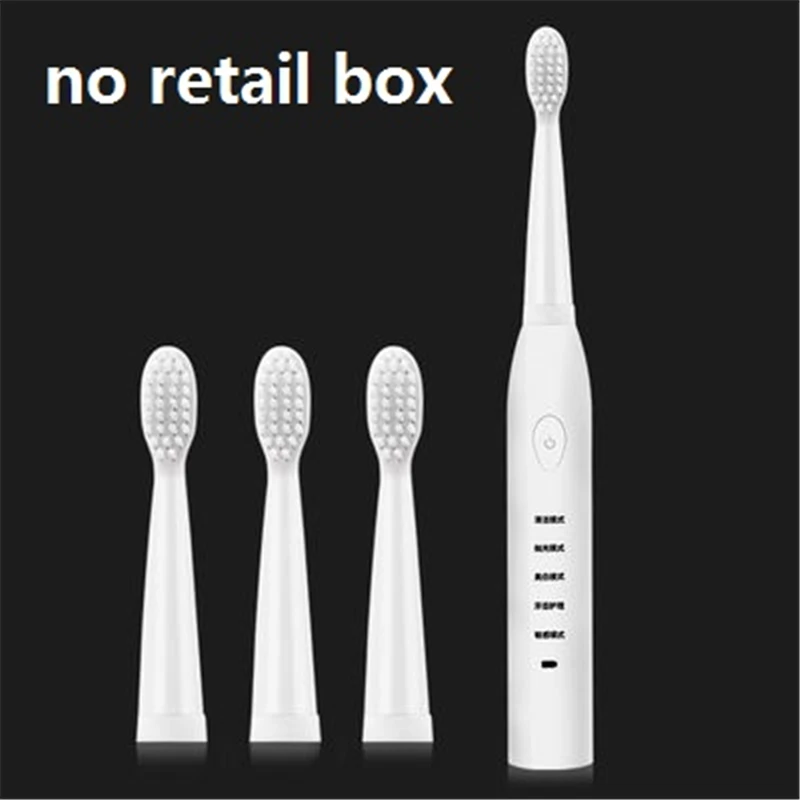 White no box Electric Toothbrush Sonic Wave Rechargeable Top Quality Smart Chip Toothbrush Head Replaceable Whitening Tooth brush - Цвет: White no box