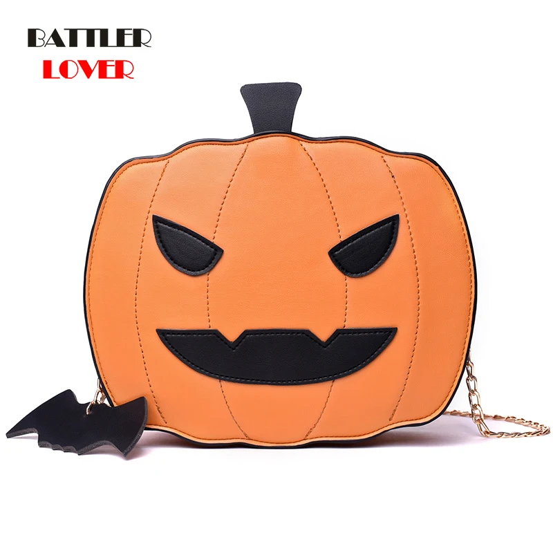 

Shoulder Bag Gift Pumplin Lamp Handbag Fashion For Halloween 2020 Leather Women Crossbody Flap No Pocket Cartoon Printing Single