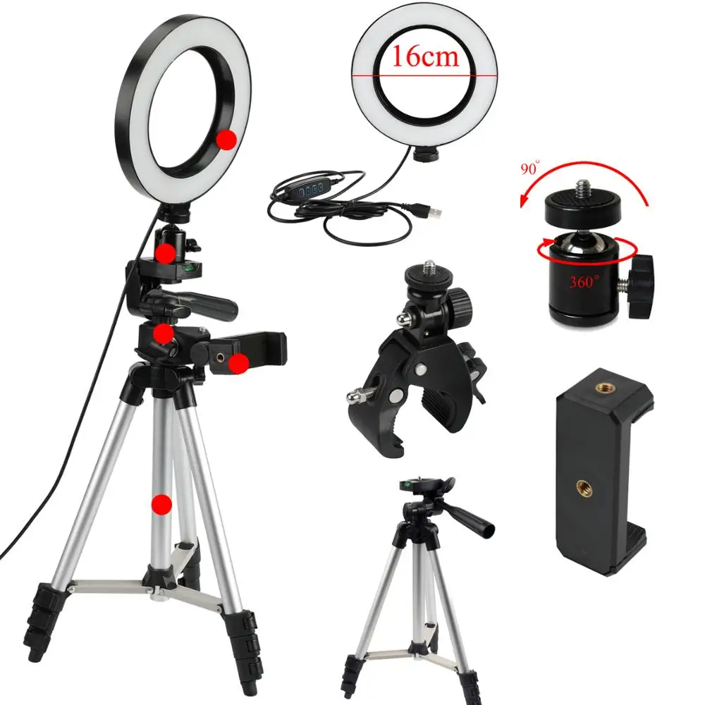 Светодиодный кольцевой светильник 6/10 дюйма для студийной видеокамеры с