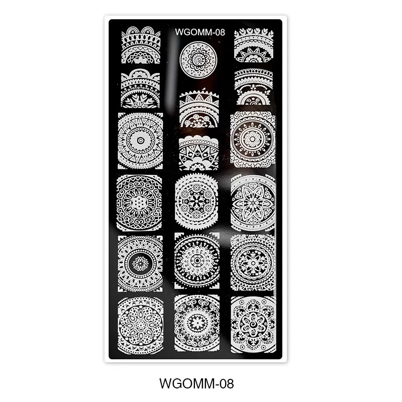 8 1pc Marble Smoke Mandala Nail Stamping Plates Stamping Line Flower Nails Design Nail Images Leaf Manicure Nail Art Set - Цвет: 8