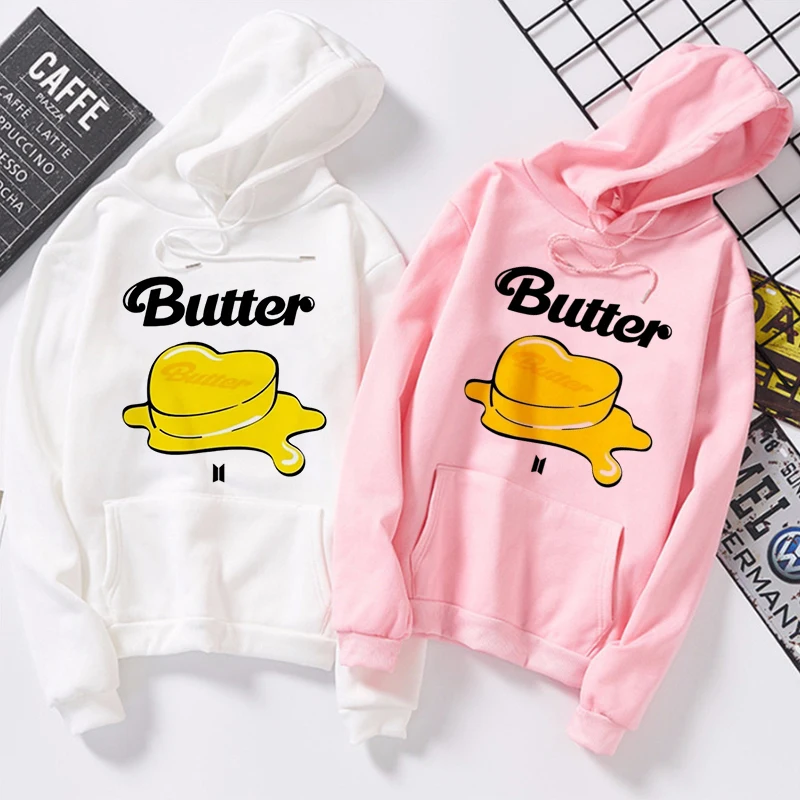 

2021 Winter Long Sleeve Streetwear Album Butter Print Kawaii Women Hoodies Harajuku Fashion Korean Pullovers Sweatshirt Clothes