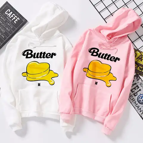 2021 Winter Long Sleeve Streetwear Album Butter Print Kawaii Women Hoodies Harajuku Fashion Korean Pullovers Sweatshirt Clothes