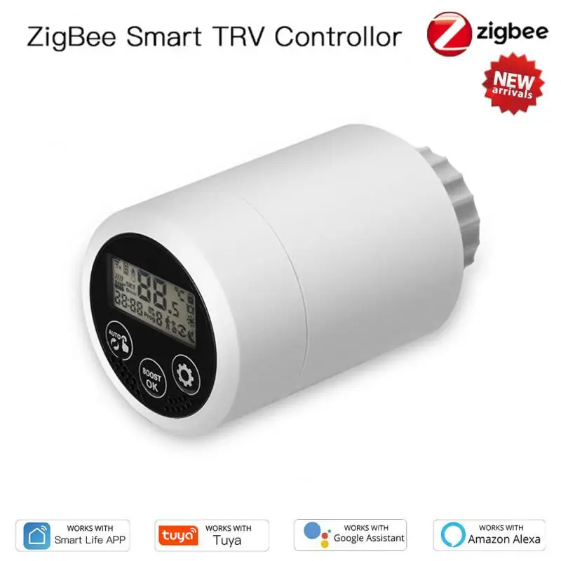 

Смарт-термостат Tuya ZigBee, привод радиатора, клапан, программируемый, TRV, Нагреватель температуры, голосовое управление, работает с Alexa Google Home
