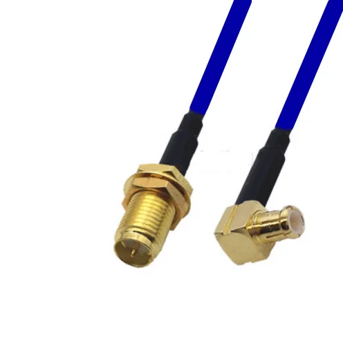 

1pcs RP-SMA Female to MCX Male Right angle Connector RG405 RG-405 Semi Flexible Coaxial Cable .086" 50ohm Blue