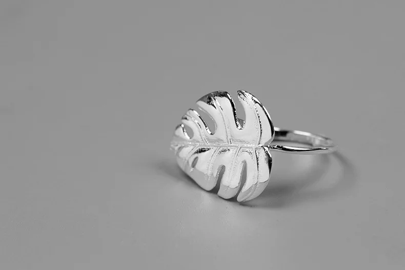 INATURE 925 пробы серебряные модные кольца Monstera лист для женщин Свадебные ювелирные изделия