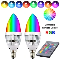 e12 e14 candelabra led rgb bulb 3w remote control dimmable led lamp 16 color changeable led light candle light home party decor