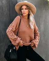 autumn street wear loose pullover sweater solid o neck full sleeve top winter elegant fashion raglan sleeve thick women clothing