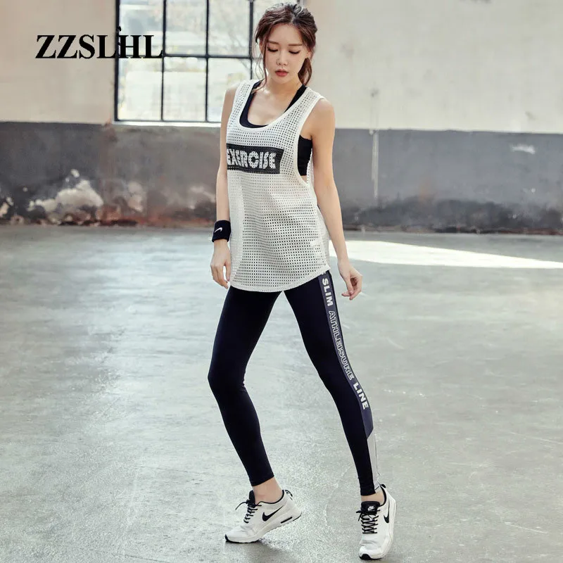 Женский спортивный костюм с буквенным принтом белая футболка для бега и фитнеса