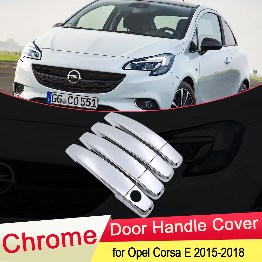 for Opel Corsa E Vauxhall OPC VXR 2015 2016 2017 2018 Chrome Door Handle Cover Trim Catch Car Set Styling Stickers Accessories