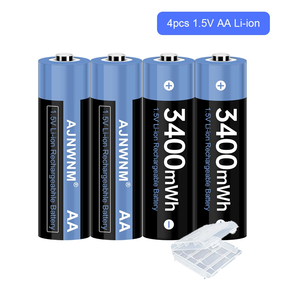 aa da Bateria do Li-íon do Lítio do Polímero aa para a Bateria aa do Termômetro Bateria Recarregável 3400mwh 1.5v
