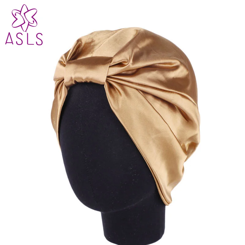 Двухслойная эластичная цветная удлиненная шапка из искусственного шелка Ночная