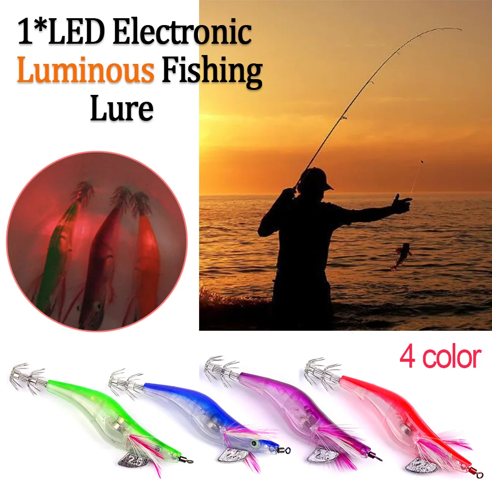 

LED Electronic Luminous Squid Jig Shrimp Bait Night Fishing Lure Random Color Delivery