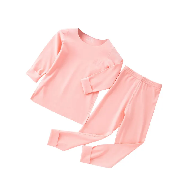 

New High Quality Baby Girl and Boy Clothes O-neck Kids Pajamas Sets Wholesale Solid Long Sleeve T-shirt+Pants 2pcs Children Pjs
