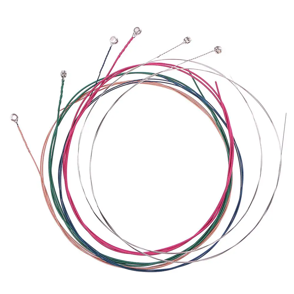 Набор из 6 разноцветных струн радужной расцветки для акустической гитары