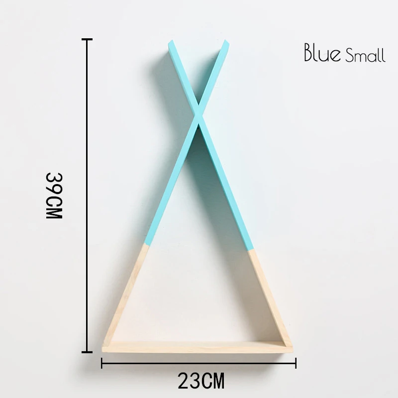 Blue small Скандинавский детский деревянный X подвесной стеллаж для хранения для детской комнаты декор нужно собрать самостоятельно Детская комната Декор деревянная настенная полка, вешалка - Цвет: Blue small