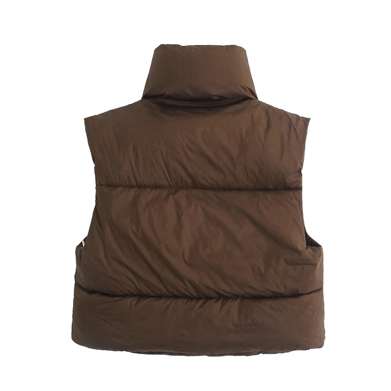 

Women's casual solid color short cotton vest for autumn and winter