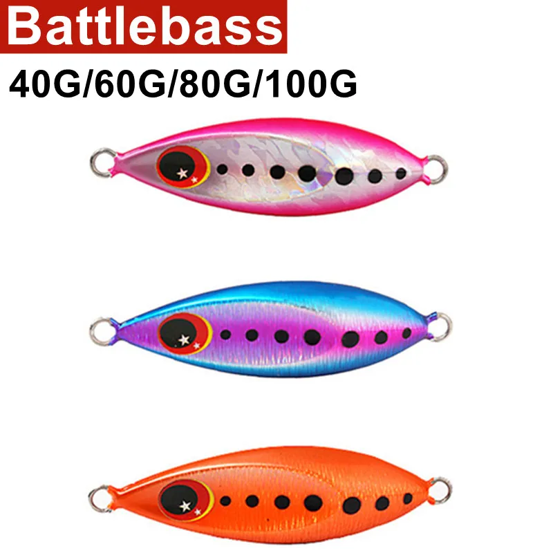 

BATTLEBASS 40G 60G 80G 100G Metal Jig Spoon Lure Artificial Bait Shore Slow Jigging Super Hard Saltwater Lures Long Sho