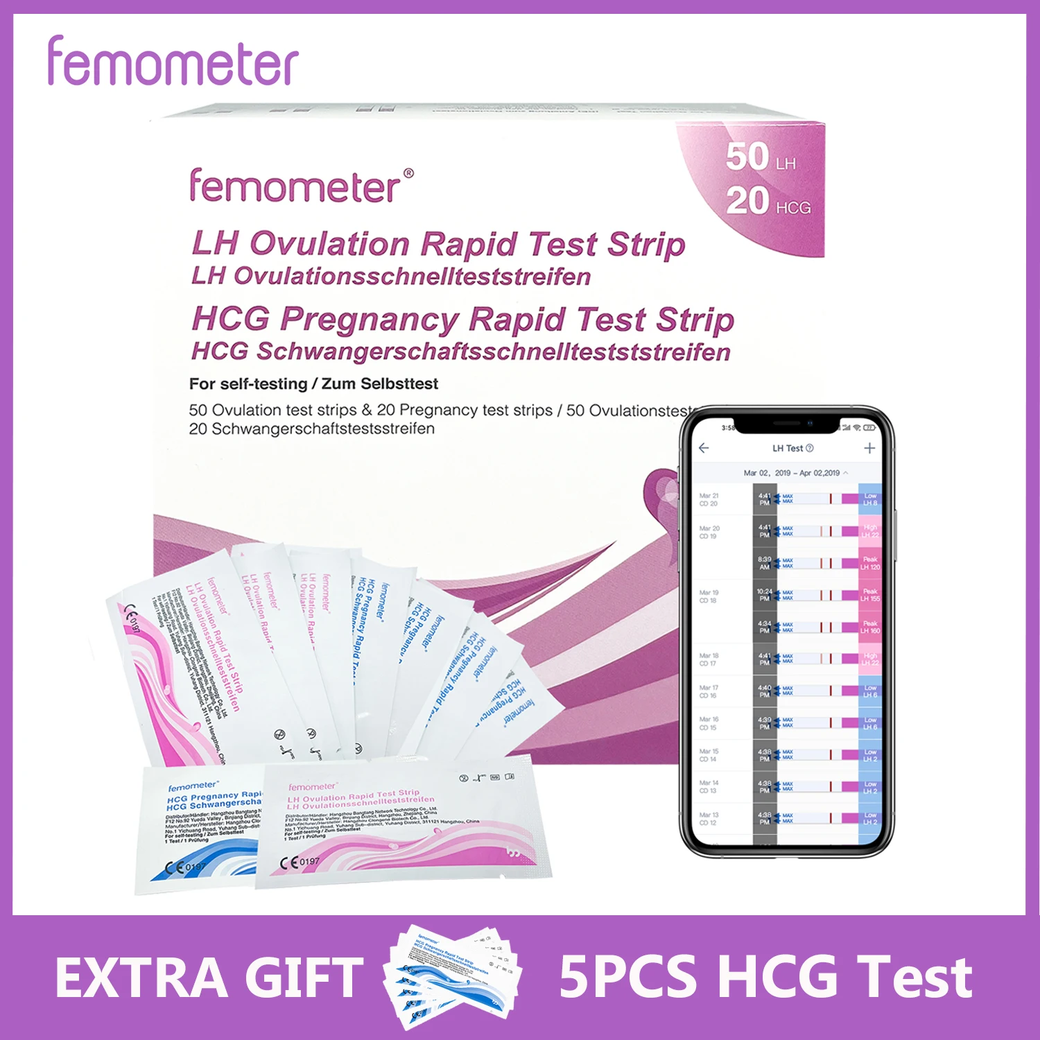 50 + защита от ультрафиолета 20 шт/комплект Femometer тест на овуляцию Тесты комбо ing