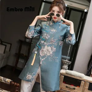 Жаккардовый топ в китайском стиле, маленькая Улучшенная одежда в стиле ретро, топ с длинными рукавами в китайском стиле, женское весеннее пальто, S-3XL