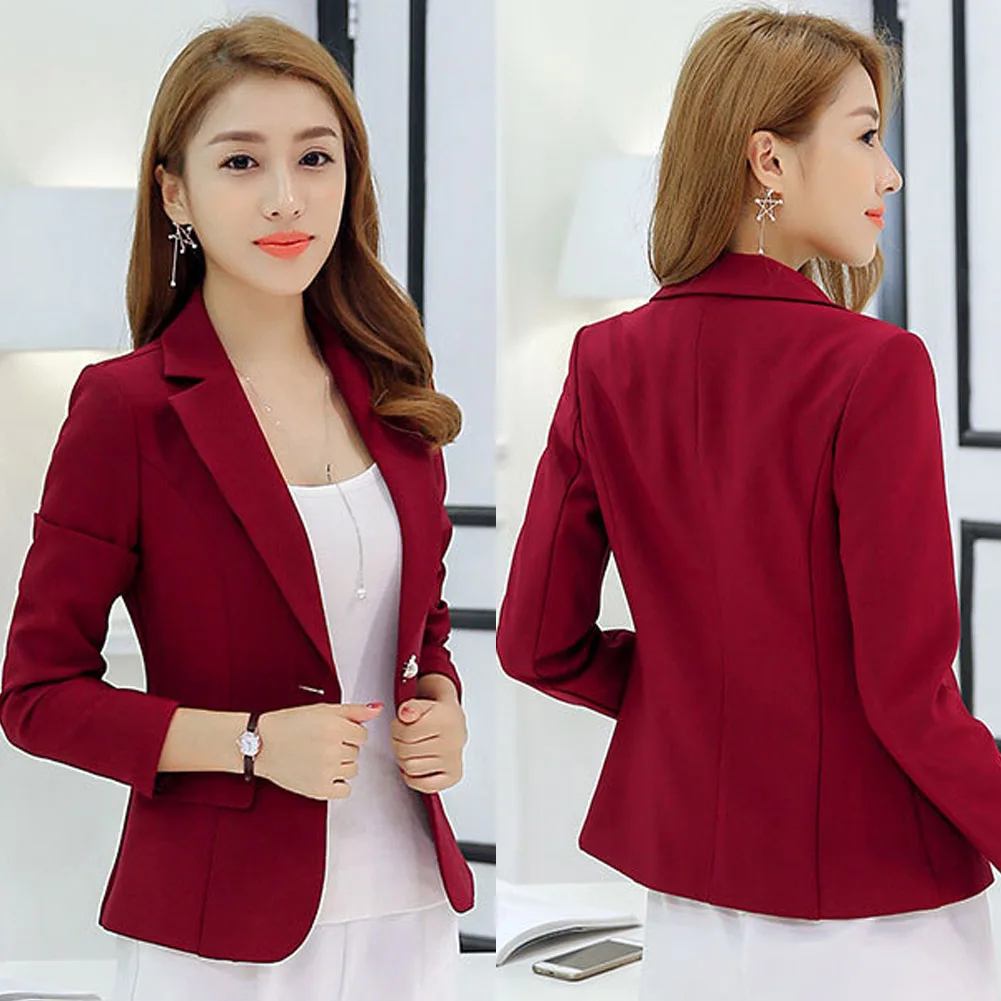 

2020 Fashion Office Lady Blazers Women Slim Turn Down Collar Blazer Mujer Retro Button Casual Suit Jackets Autumn