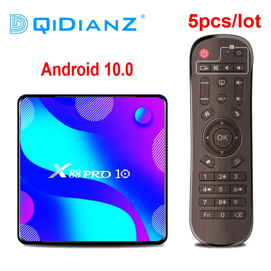 Приставка Смарт ТВ DQiDianZ 5 шт./лот x88 pro10 Android 10 RK3318 четырехъядерная 4K телеприставка