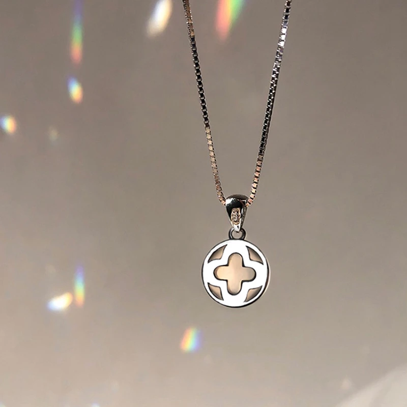 

Silvology 925 Sterling Silver White Chalcedony Necklace for Women Round Minimalist Light Luxury Pendant Necklace Office Jewelry