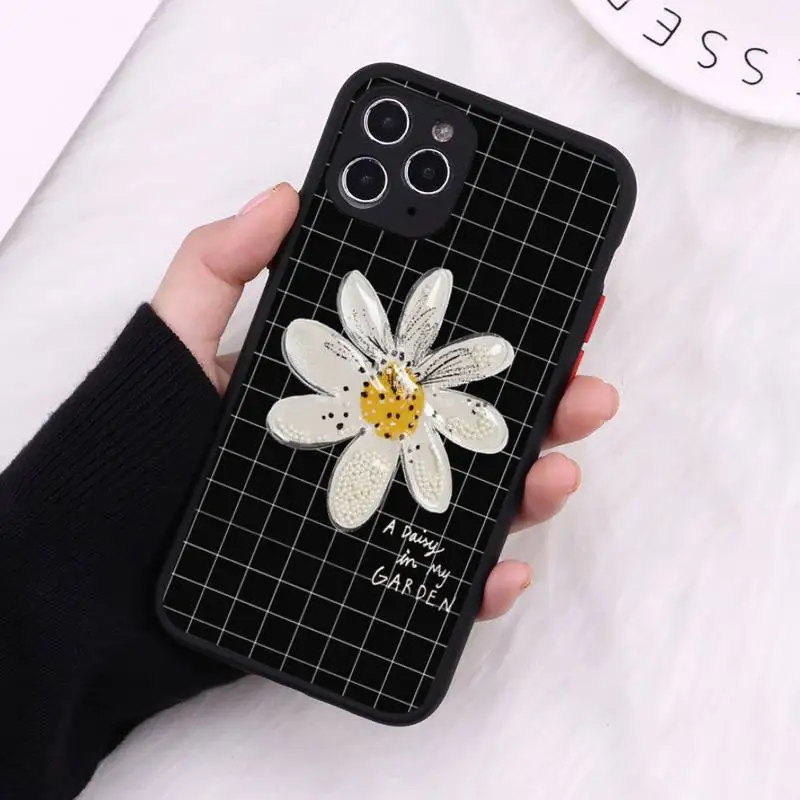 

Aesthetics Daisy flower cartoon Phone Case Matte Transparent for iPhone 7 8 11 12 s mini pro X XS XR MAX Plus cover funda