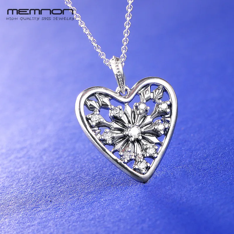 

Memnon Рождественский подарок звено цепи ожерелья для женщин 925 серебро сердце зимы кулон ожерелье ювелирные украшения NC0925