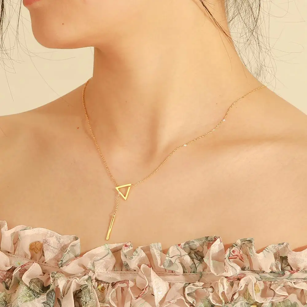 Моя форма двойной кулон ожерелье для женщин девушек сердце треугольник